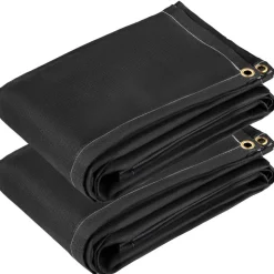 VEVOR Fire Blankets, 2 Pack Welding Blankets, 8' x 10' Fire Suppression Blanket, 1022°F Flame Retardant Blanket, Black Fire Emergency Blankets, Fiberglass Fire Retardant Blanket with 12 Brass Gromme