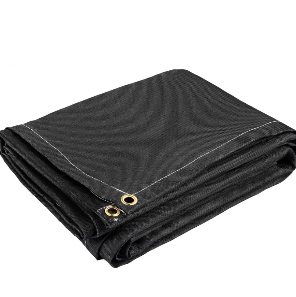 VEVOR Fire Blankets, 2 Pack Welding Blankets, 8' x 10' Fire Suppression Blanket, 1022°F Flame Retardant Blanket, Black Fire Emergency Blankets, Fiberglass Fire Retardant Blanket with 12 Brass Gromme