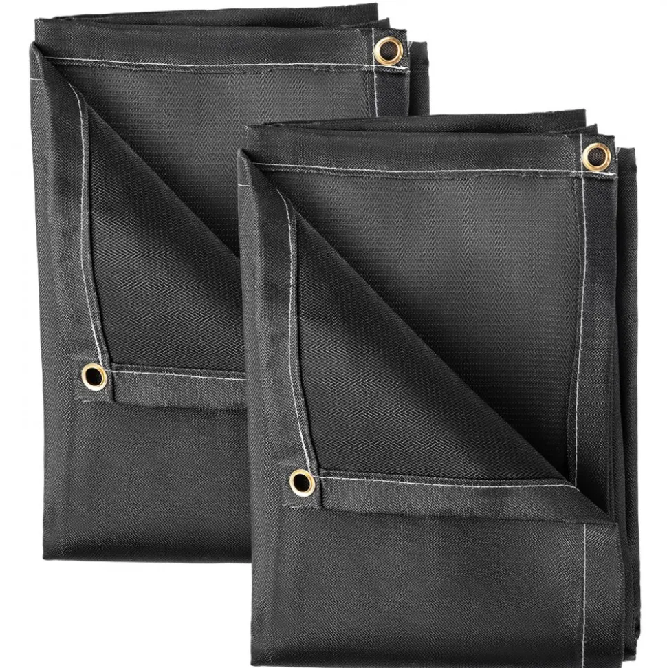 VEVOR Fire Blankets, 2 Pack Welding Blankets, 8' x 10' Fire Suppression Blanket, 1022°F Flame Retardant Blanket, Black Fire Emergency Blankets, Fiberglass Fire Retardant Blanket with 12 Brass Gromme