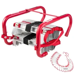 VEVOR Fire Escape Ladder, 5-6 Story 50FT Retractable Emergency Fire Ladder, Lightweight Aluminum Alloy Safety Escape Ladders with Sturdy Polyester Strap, Anti-Slip & Wide Rungs, 1000LBS Max Loading