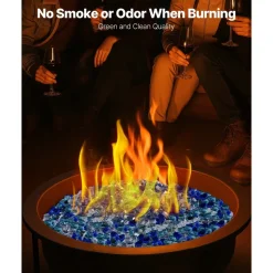 VEVOR Fire Glass, 10 LBS / 4.5 KG Fireplace Rocks, 3/4-Inch / 19.05 mm Reflective Firepit Glass Rock, High Luster Stone Landscaping for Fire Pit Table, Aqua Blue + Caribbean Blue + Aqua Green