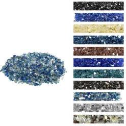 VEVOR Fire Glass, 10 LBS / 4.5 KG Fireplace Rocks, 3/4-Inch / 19.05 mm Reflective Firepit Glass Rock, High Luster Stone Landscaping for Fire Pit Table, Aqua Blue + Caribbean Blue + Aqua Green