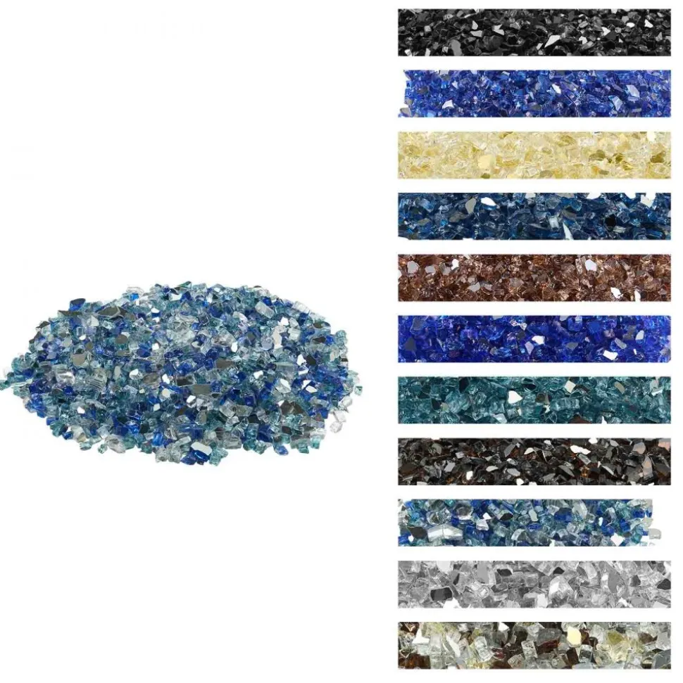 VEVOR Fire Glass, 10 LBS / 4.5 KG Fireplace Rocks, 3/4-Inch / 19.05 mm Reflective Firepit Glass Rock, High Luster Stone Landscaping for Fire Pit Table, Aqua Blue + Caribbean Blue + Aqua Green