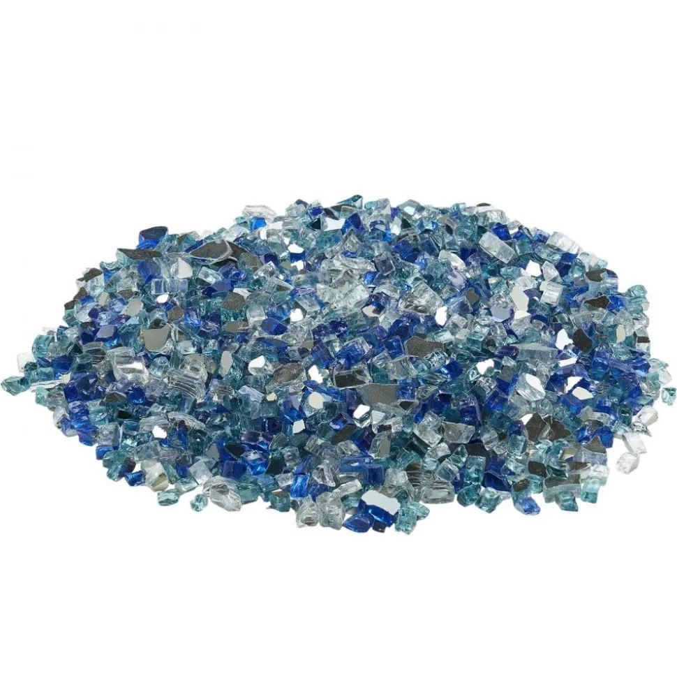 VEVOR Fire Glass, 10 LBS / 4.5 KG Fireplace Rocks, 3/4-Inch / 19.05 mm Reflective Firepit Glass Rock, High Luster Stone Landscaping for Fire Pit Table, Aqua Blue + Caribbean Blue + Aqua Green