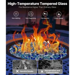 VEVOR Fire Glass, 10 LBS / 4.5 KG Fireplace Rocks, 3/4-Inch / 19.05 mm Reflective Firepit Glass Rock, High Luster Stone Landscaping for Fire Pit Table, Aqua Blue + Caribbean Blue + Aqua Green