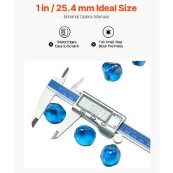 VEVOR Fire Glass, 20 LBS / 9 KG High-Temperature Resistant Fireplace Rocks, 1 Inch / 25.4 mm Reflective Firepit Glass Diamond Beads, High Luster Stone Landscaping for Fire Pit Table, Caribbean Blue