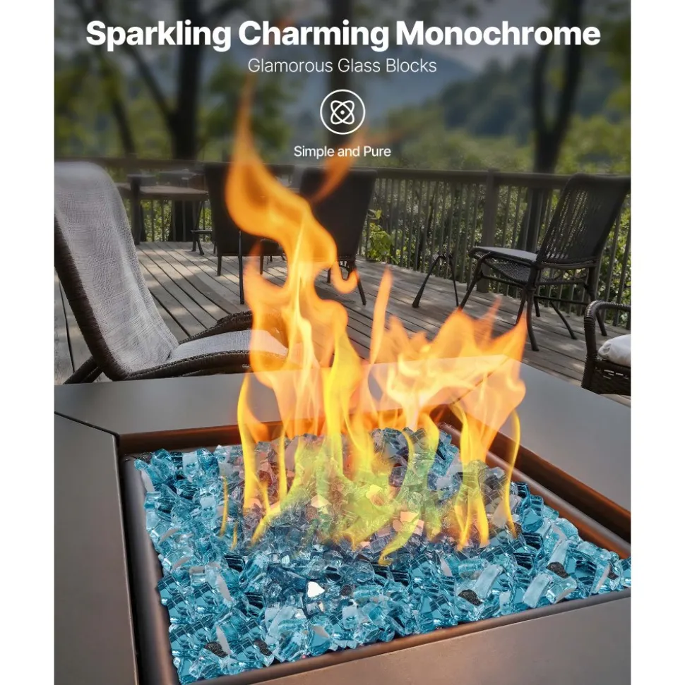 VEVOR Fire Glass, 10 LBS / 4.5 KG High-Temperature Resistant Fireplace Rocks, 1/2-Inch / 12.7 mm Reflective & Smokeless Firepit Glass Rock, High Luster Stone Landscaping for Fire Pit Table, Black