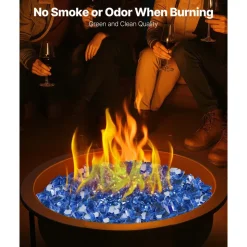 VEVOR Fire Glass, 10LBS / 4.5KG High-Temperature Resistant Fireplace Rocks, 1/4-Inch / 6.35 mm Reflective & Smokeless Firepit Glass Rock, High Luster Stone Landscaping for Fire Pit Table, Cobalt Blue