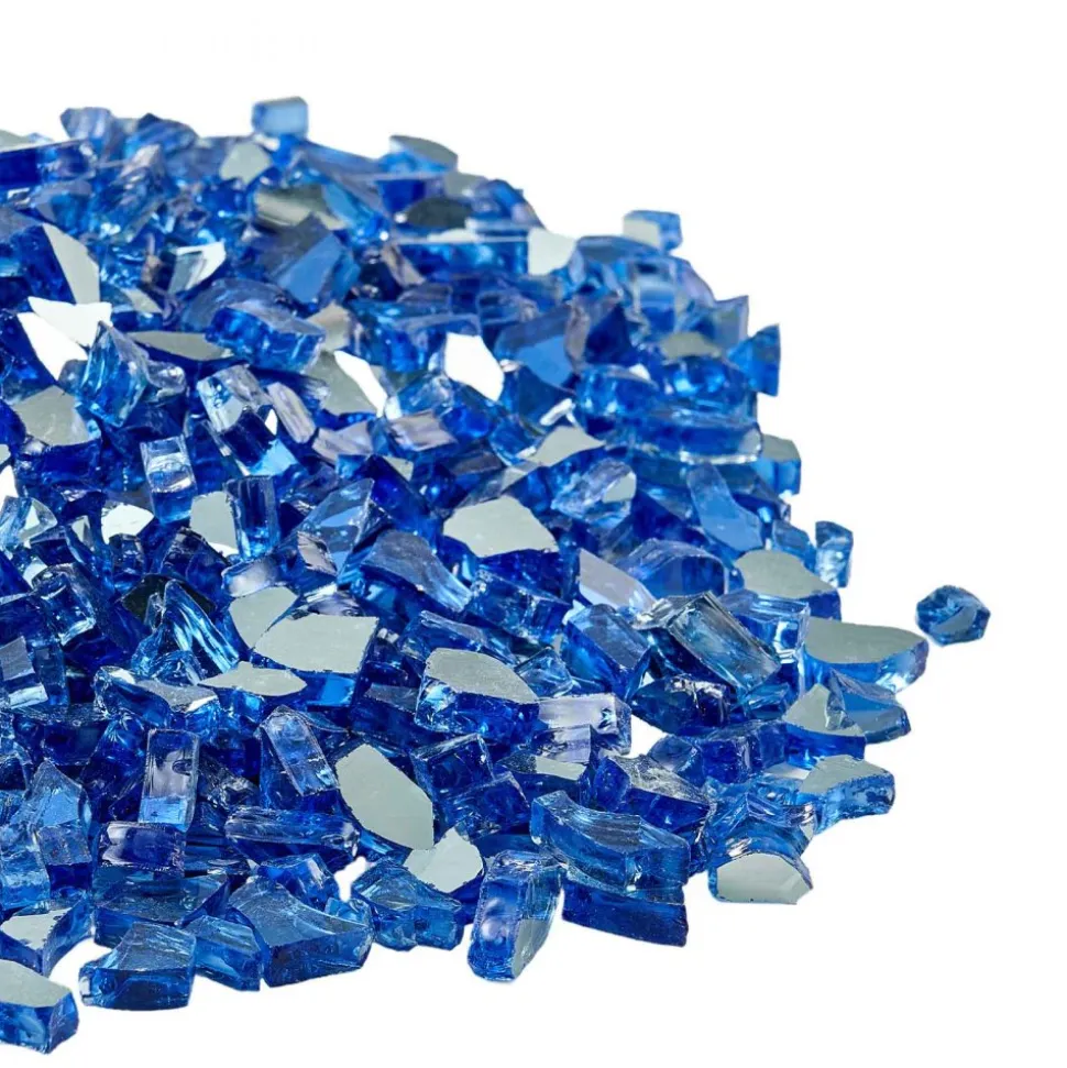 VEVOR Fire Glass, 10LBS / 4.5KG High-Temperature Resistant Fireplace Rocks, 1/4-Inch / 6.35 mm Reflective & Smokeless Firepit Glass Rock, High Luster Stone Landscaping for Fire Pit Table, Cobalt Blue