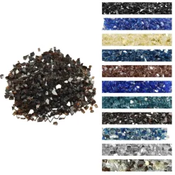 VEVOR Fire Glass, 10 LBS / 4.5 KG High-Temperature Resistant Fireplace Rocks, 1/2-Inch / 12.7 mm Reflective & Smokeless Firepit Glass Rock, High Luster Stone Landscaping for Fire Pit Table, Gold