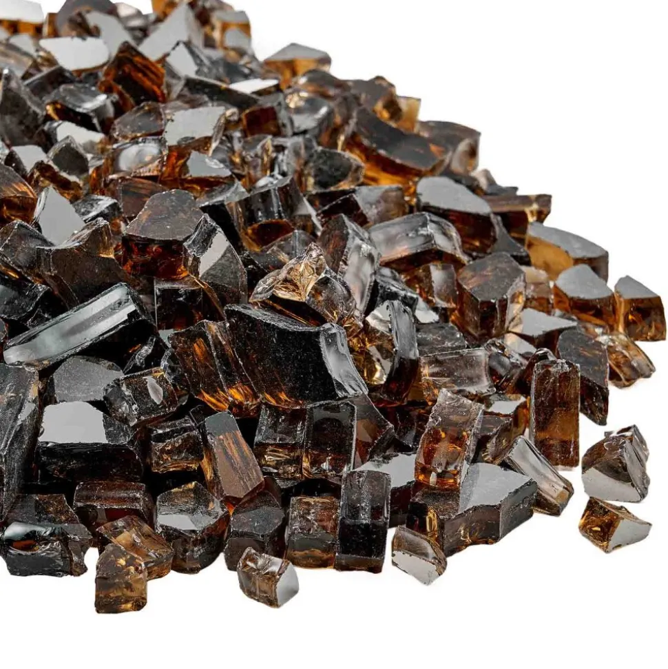 VEVOR Fire Glass, 10 LBS / 4.5 KG High-Temperature Resistant Fireplace Rocks, 1/2-Inch / 12.7 mm Reflective & Smokeless Firepit Glass Rock, High Luster Stone Landscaping for Fire Pit Table, Gold