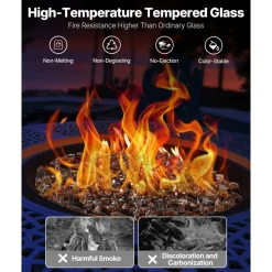 VEVOR Fire Glass, 10 LBS / 4.5 KG High-Temperature Resistant Fireplace Rocks, 1/2-Inch / 12.7 mm Reflective & Smokeless Firepit Glass Rock, High Luster Stone Landscaping for Fire Pit Table, Gold