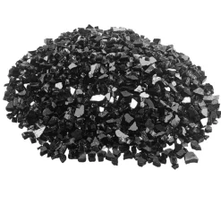 VEVOR Fire Glass, 20 LBS / 9.0 KG High-Temperature Resistant Fireplace Rocks, 1/2-Inch / 12.7 mm Reflective & Smokeless Firepit Glass Rock, High Luster Stone Landscaping for Fire Pit Table, Black