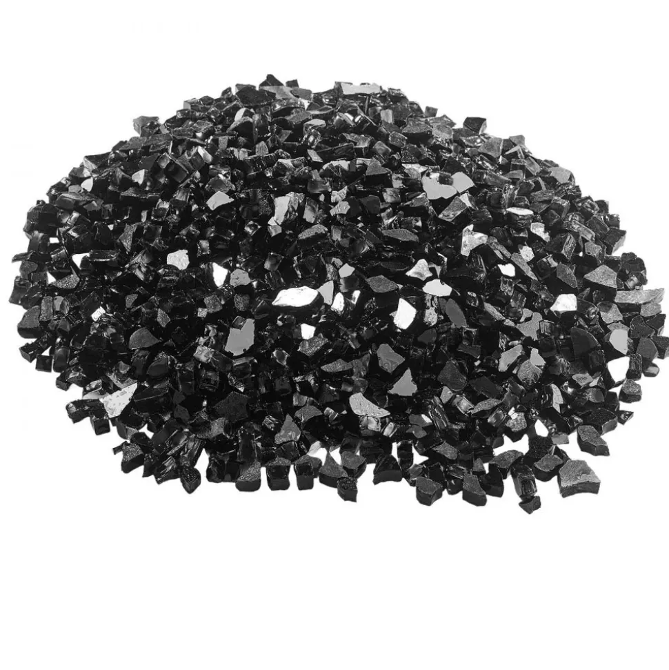 VEVOR Fire Glass, 20 LBS / 9.0 KG High-Temperature Resistant Fireplace Rocks, 1/2-Inch / 12.7 mm Reflective & Smokeless Firepit Glass Rock, High Luster Stone Landscaping for Fire Pit Table, Black