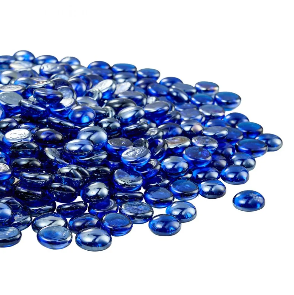 VEVOR Fire Glass, 20LBS / 9KG High-Temperature Resistant Fireplace Rocks, 1/2-Inch / 12.7 mm Reflective & Smokeless Firepit Glass Rock, High Luster Stone Landscaping for Fire Pit Table, Cobalt Blue
