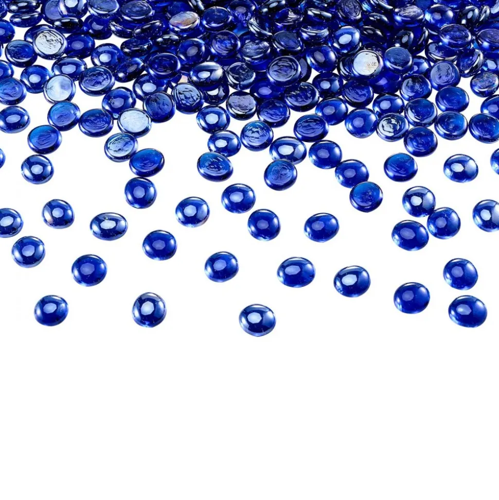VEVOR Fire Glass, 20LBS / 9KG High-Temperature Resistant Fireplace Rocks, 1/2-Inch / 12.7 mm Reflective & Smokeless Firepit Glass Rock, High Luster Stone Landscaping for Fire Pit Table, Cobalt Blue