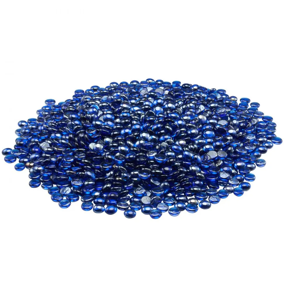 VEVOR Fire Glass, 10LBS / 4.5KG High-Temperature Resistant Fireplace Rocks, 1/2-Inch / 12.7 mm Reflective & Smokeless Firepit Glass Rock, High Luster Stone Landscaping for Fire Pit Table, Cobalt Blue