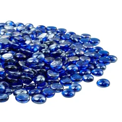 VEVOR Fire Glass, 10LBS / 4.5KG High-Temperature Resistant Fireplace Rocks, 1/2-Inch / 12.7 mm Reflective & Smokeless Firepit Glass Rock, High Luster Stone Landscaping for Fire Pit Table, Cobalt Blue