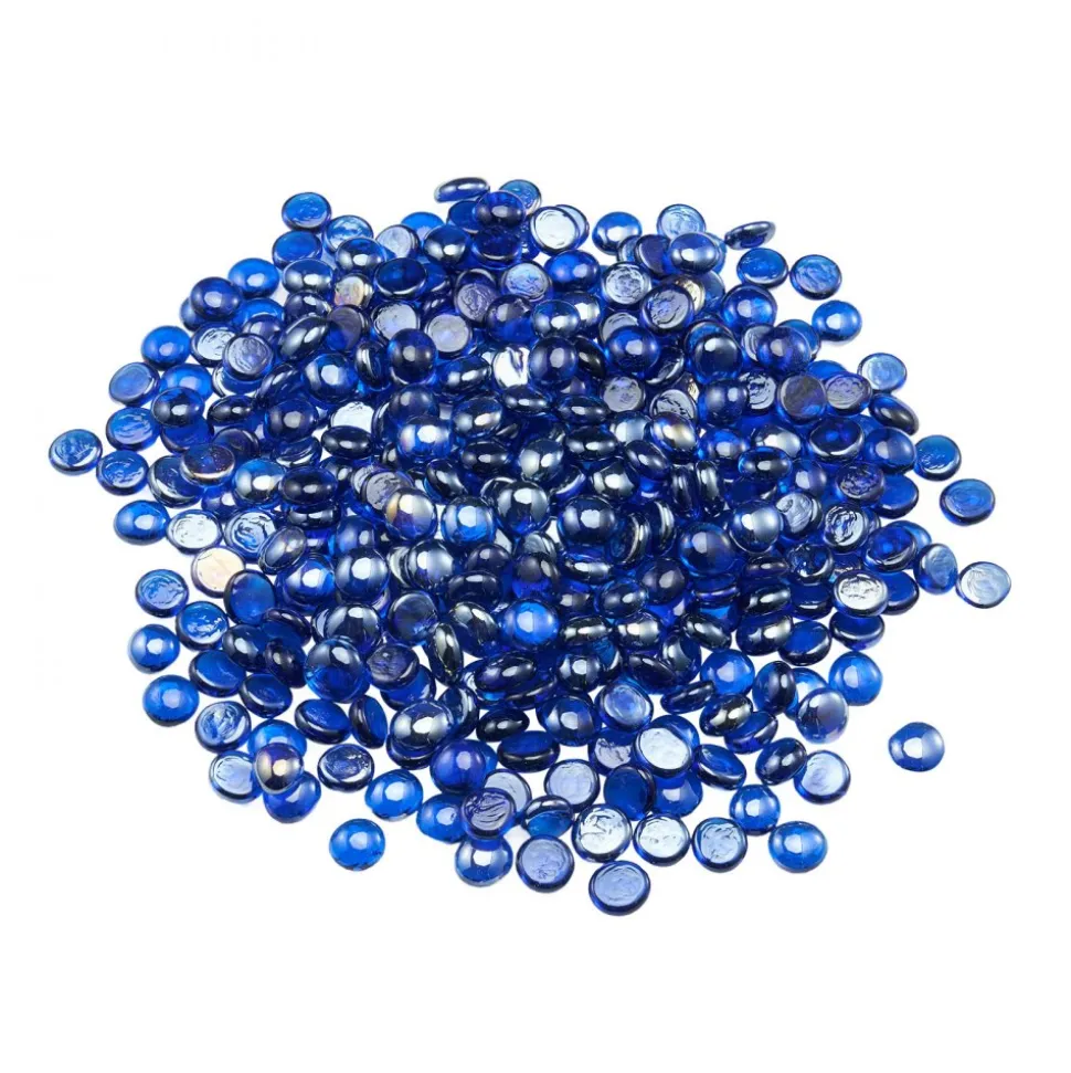 VEVOR Fire Glass, 10LBS / 4.5KG High-Temperature Resistant Fireplace Rocks, 1/2-Inch / 12.7 mm Reflective & Smokeless Firepit Glass Rock, High Luster Stone Landscaping for Fire Pit Table, Cobalt Blue