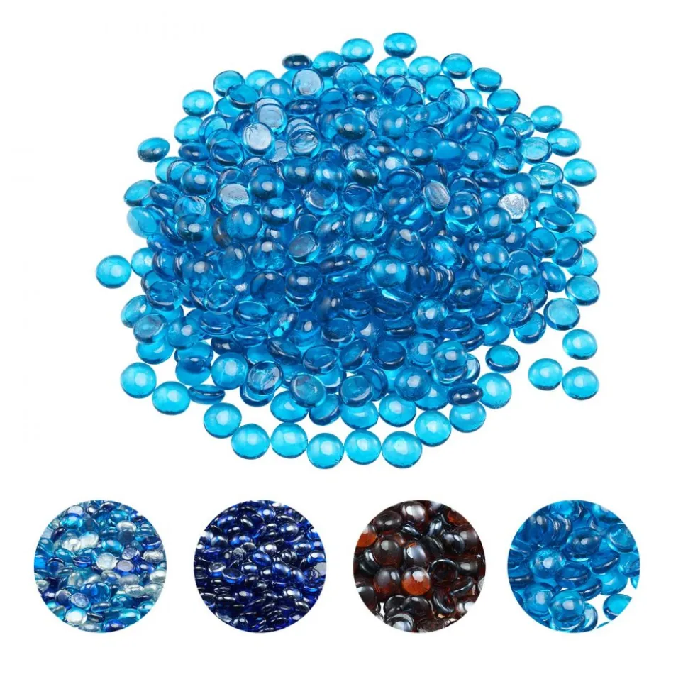 VEVOR Fire Glass, 10 LBS / 4.5 KG High-Temperature Resistant Fireplace Rocks, 1/4-Inch / 6.35 mm Reflective & Smokeless Firepit Glass Rock, High Luster Stone Landscaping for Fire Pit Table, Copper