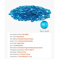VEVOR Fire Glass, 10 LBS / 4.5 KG High-Temperature Resistant Fireplace Rocks, 1/4-Inch / 6.35 mm Reflective & Smokeless Firepit Glass Rock, High Luster Stone Landscaping for Fire Pit Table, Copper