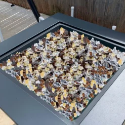 VEVOR Fire Glass, 10 LBS / 4.5 KG High-Temperature Resistant Fireplace Rocks, 1/2-Inch / 12.7 mm Reflective & Smokeless Firepit Glass Rock, High Luster Stone Landscaping for Fire Pit Table, Aqua Blue
