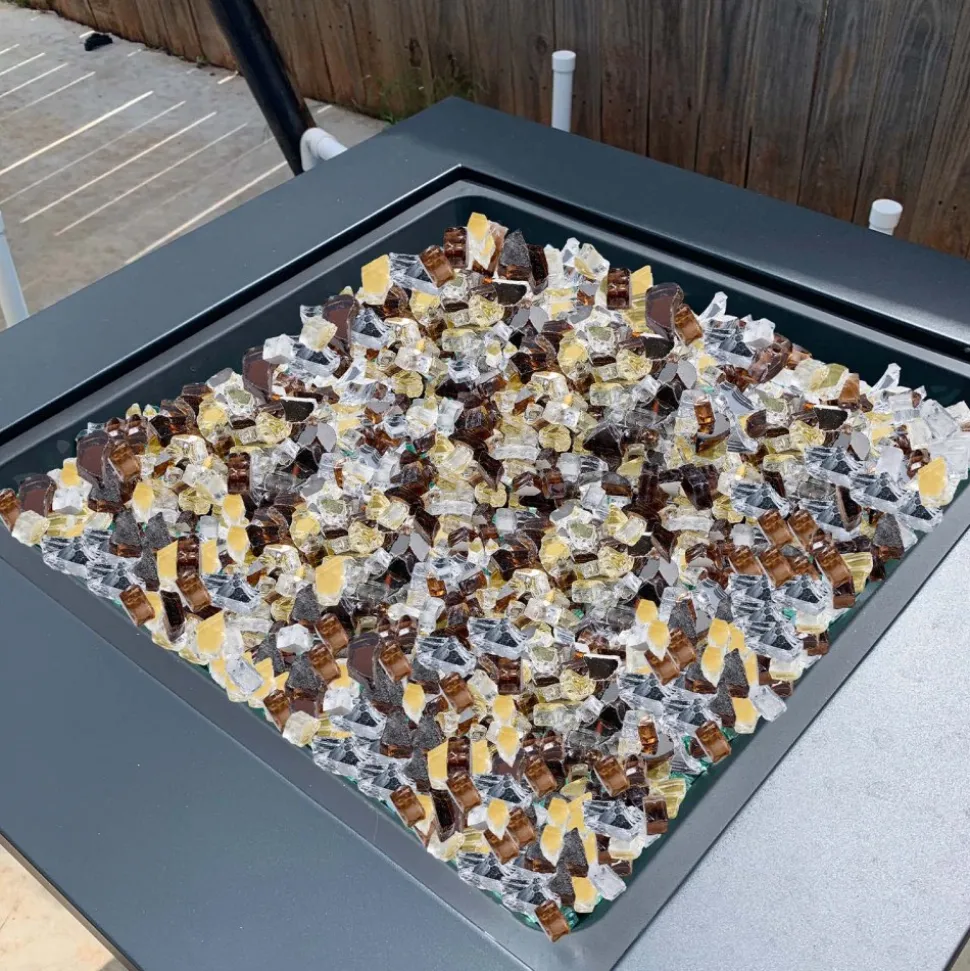 VEVOR Fire Glass, 10 LBS / 4.5 KG High-Temperature Resistant Fireplace Rocks, 1/2-Inch / 12.7 mm Reflective & Smokeless Firepit Glass Rock, High Luster Stone Landscaping for Fire Pit Table, Aqua Blue