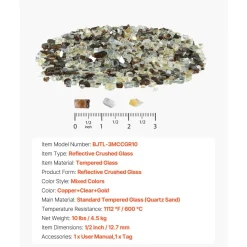 VEVOR Fire Glass, 10 LBS / 4.5 KG High-Temperature Resistant Fireplace Rocks, 1/2-Inch / 12.7 mm Reflective & Smokeless Firepit Glass Rock, High Luster Stone Landscaping for Fire Pit Table, Aqua Blue