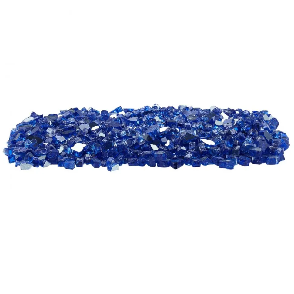 VEVOR Fire Glass, 35LBS / 15.88KG High-Temperature Resistant Fireplace Rocks, 1/2-Inch / 12.7mm Reflective & Smokeless Firepit Glass Rock, High Luster Stone Landscaping for Fire Pit Table, Cobalt Blue