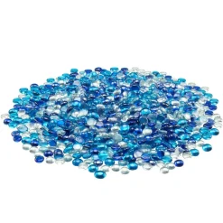 VEVOR Fire Glass, 10LBS / 4.5KG Smokeless & Fireplace Rocks, 3/4-Inch / 19.05 mm Reflective Firepit Glass Beads, High Luster Stone Landscaping for Fire Pit Table, Cobalt Blue + Caribbean Blue + Clear