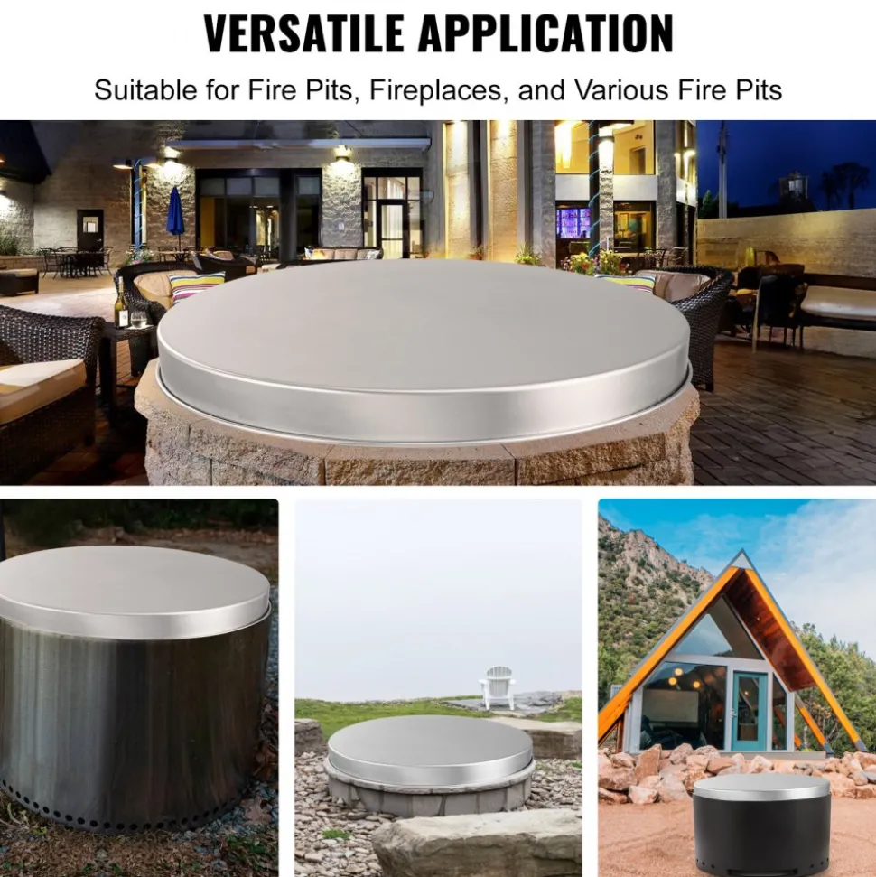 VEVOR Fire Pit Cover Lid, 20" Portable Firepit Spark Screen,Stainless Steel Steel Metal Cover, Easy-Opening Outdoor Wood Burning and Camping Stove Accessory, for Outdoor Patio Fire Pits Backyard