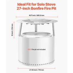 VEVOR Fire Pit Heat Deflector for Solo Stove Yukon, 27 inch Bonfire Round for Wood Burning Fire Pit, 304 Stainless Steel Heat Diffuser, Detachable Burner Cover Camping Accessories