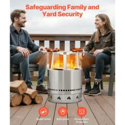 VEVOR Fire Pit Heat Deflector for Solo Stove Ranger, 20 inch Round for Wood Burning Fire Pit, 304 Stainless Steel Heat Diffuser, Detachable Burner Cover Camping Accessories