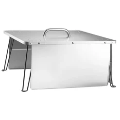 VEVOR Fire Pit Heat Deflector, 25.4x25.4x14.6 inch Square Outdoor Burner Cover, Stainless Steel Bonfire Camping Wood Burning, Push Heat Down and Out with 4 Foldable Legs & Carrying Handle