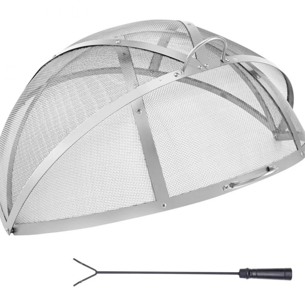 VEVOR Firepit Spark Screen Lid, 30" Diameter, Outdoor Firepit Ring Cover Round Accessories, Fire Pit Metal Cover, Easy-Opening Stainless Steel Fire Ring Covers for Outdoor Patio Fire Pits Backyard