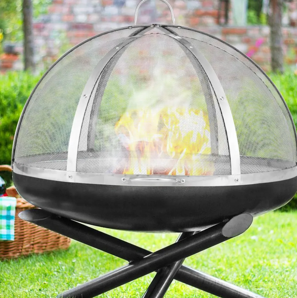 VEVOR Firepit Spark Screen Lid, 40" Diameter, Outdoor Firepit Ring Cover Round Accessories, Fire Pit Metal Cover, Easy-Opening Stainless Steel Fire Ring Covers for Outdoor Patio Fire Pits Backyard