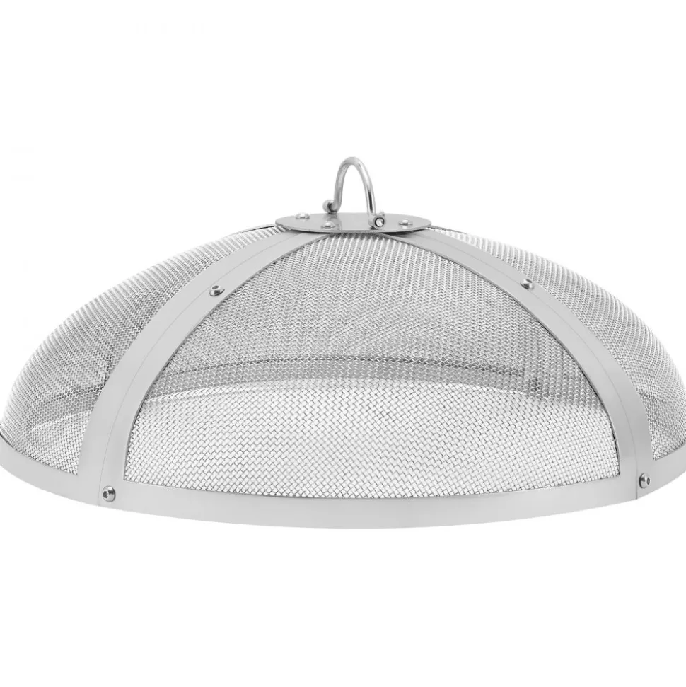 VEVOR Fire Pit Spark Screen Round 27", Reinforced Heavy Duty Steel Metal Cover, Outdoor Firepit Lid, Easy-Opening Top Screen Covers Round with Ring Handle for Outdoor Patio Fire Pits Backyard
