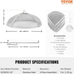VEVOR Fire Pit Spark Screen Round 27