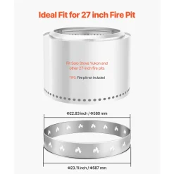 VEVOR Fire Pit Stand for Solo Stove Bonfire,27 Inch Smokeless Fire Pit Ring,Stainless Steel Fireplace Stove Ranger Support Frame Accessory, Portable Outdoor Camping Holder Tools for Fireplace