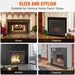 VEVOR Fireplace Screen Single Panel, Sturdy Iron Mesh Fireplace Screen, 35.6