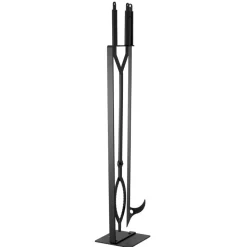 VEVOR Fireplace Tool Set, 5 PCS Fire Tool Set and Holder with Five-Prong Stand, Tongs, Ash Shovel, Brush, Fire Place Poker, Wrought Iron Fireplace Accessories for Indoor/Outdoor, Black & Brass