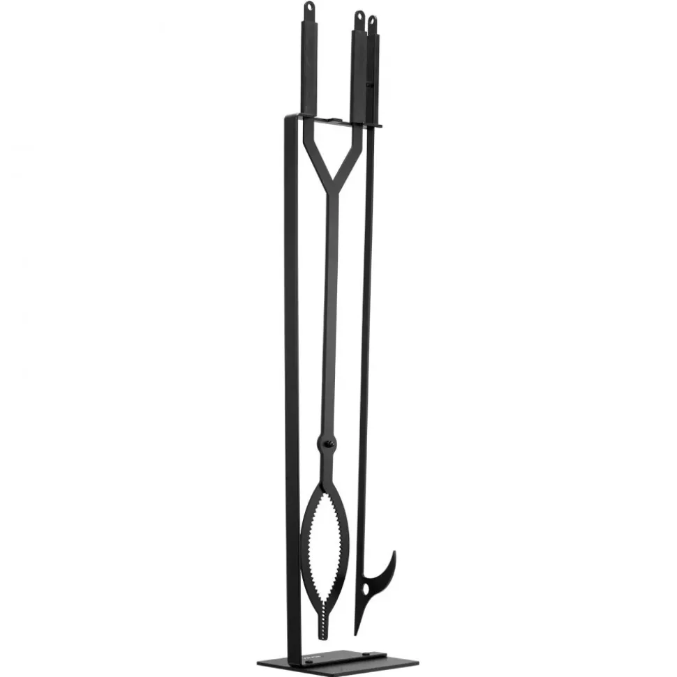 VEVOR Fireplace Tool Set, 5 PCS Fire Tool Set and Holder with Five-Prong Stand, Tongs, Ash Shovel, Brush, Fire Place Poker, Wrought Iron Fireplace Accessories for Indoor/Outdoor, Black & Brass