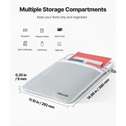 VEVOR Fireproof Document Bag, 2192 ℉ Heat Insulated Fireproof & Waterproof Bag with  Smooth Zipper, Portable File Storage Organizer Home Office Travel Use, for Passports, Important Documents, Files