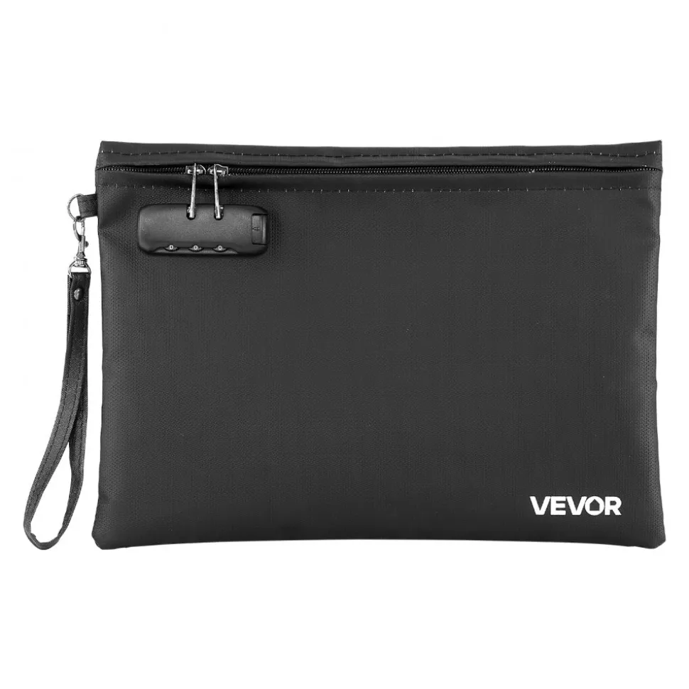 VEVOR Fireproof Document Bag, 1832 ℉ Heat Insulated Fireproof & Waterproof Bag with Lock, Portable File Storage Security Organizer Home Office Travel Use, for Passports, Important Documents & Files