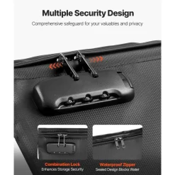 VEVOR Fireproof Document Bag, 1832 ℉ Heat Insulated Fireproof & Waterproof Bag with Lock, Portable File Storage Security Organizer Home Office Travel Use, for Passports, Important Documents & Files