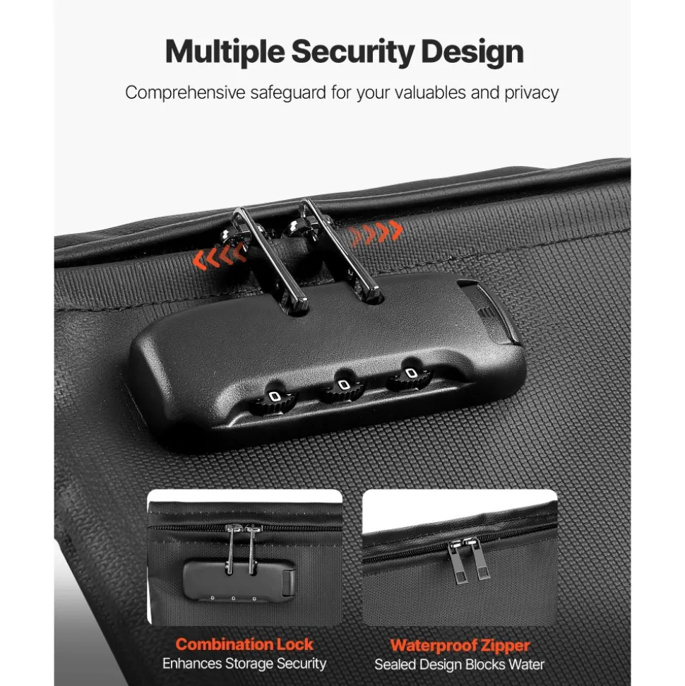 VEVOR Fireproof Document Bag, 1832 ℉ Heat Insulated Fireproof & Waterproof Bag with Lock, Portable File Storage Security Organizer Home Office Travel Use, for Passports, Important Documents & Files