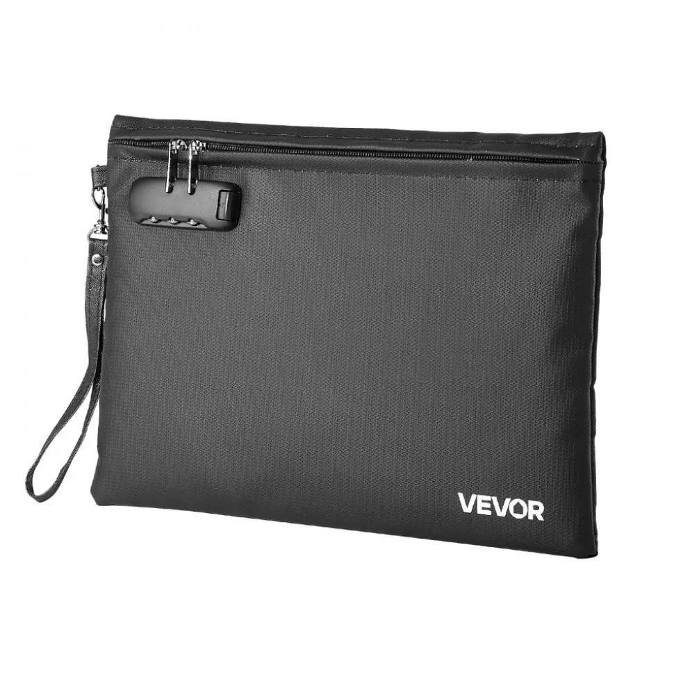 VEVOR Fireproof Document Bag, 1832 ℉ Heat Insulated Fireproof & Waterproof Bag with Lock, Portable File Storage Security Organizer Home Office Travel Use, for Passports, Important Documents & Files
