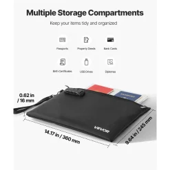 VEVOR Fireproof Document Bag, 1832 ℉ Heat Insulated Fireproof & Waterproof Bag with Lock, Portable File Storage Security Organizer Home Office Travel Use, for Passports, Important Documents & Files