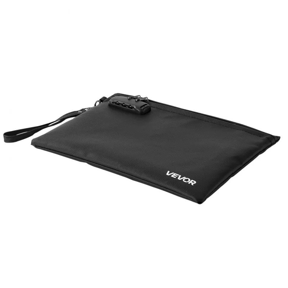 VEVOR Fireproof Document Bag, 1832 ℉ Heat Insulated Fireproof & Waterproof Bag with Lock, Portable File Storage Security Organizer Home Office Travel Use, for Passports, Important Documents & Files