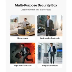 VEVOR Fireproof Document Box, 1832 ℉ Heat Insulated Fireproof & Waterproof Box with Lock, Portable Multi-Layer Home Office Travel File Storage Organizer, for Passports, Important Documents, Files